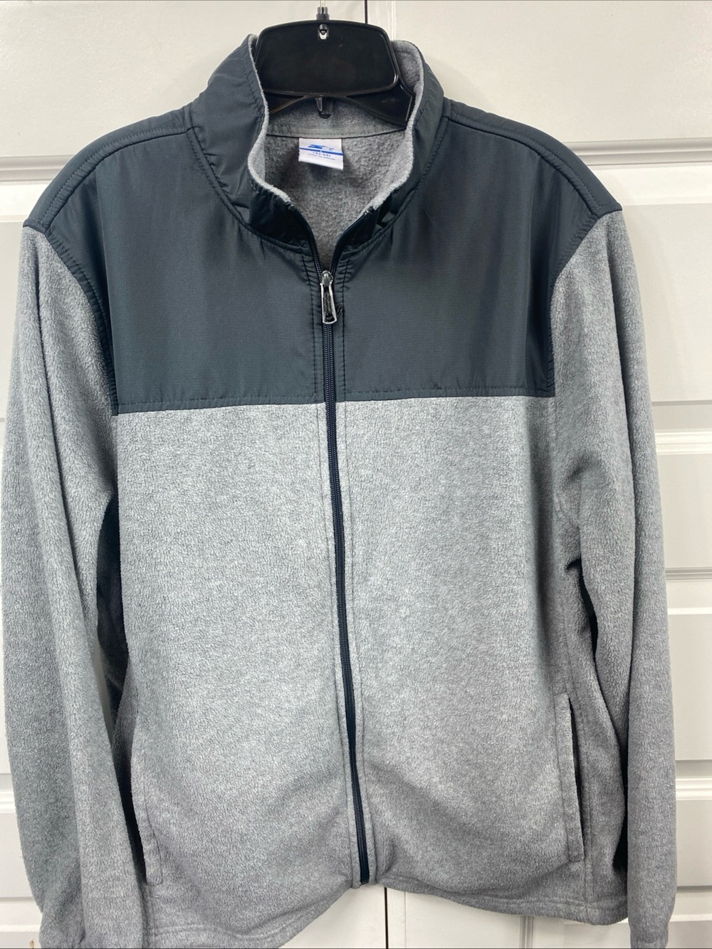 Starter Jacket Men Large Heather Gray Fleece Full Zip Mock Neck Bomber Sweater - Picture 2 of 6
